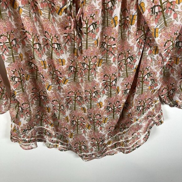 Zara Basic Floral‎ Butterfly Blouse Women’s Size Small Pink Boho Peasant crochet - Picture 4 of 8